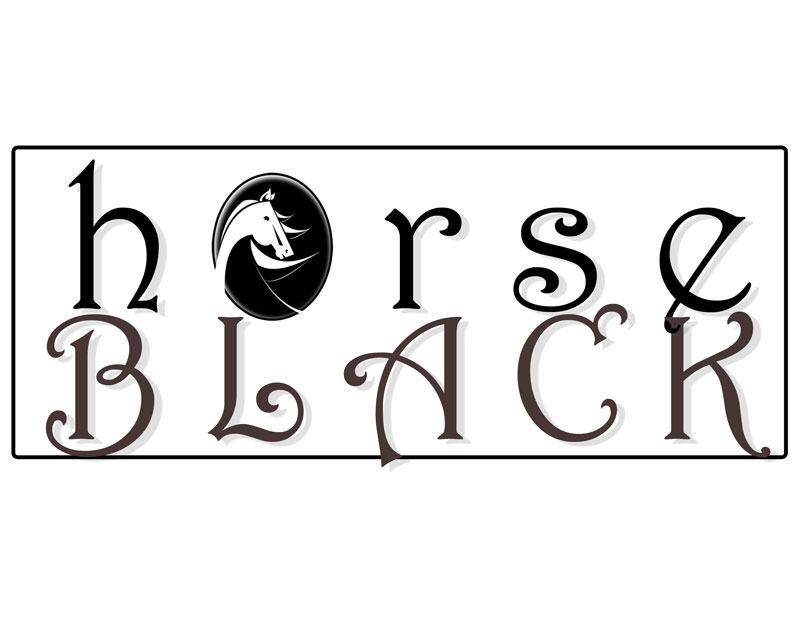 horse black logo with a horse pendant